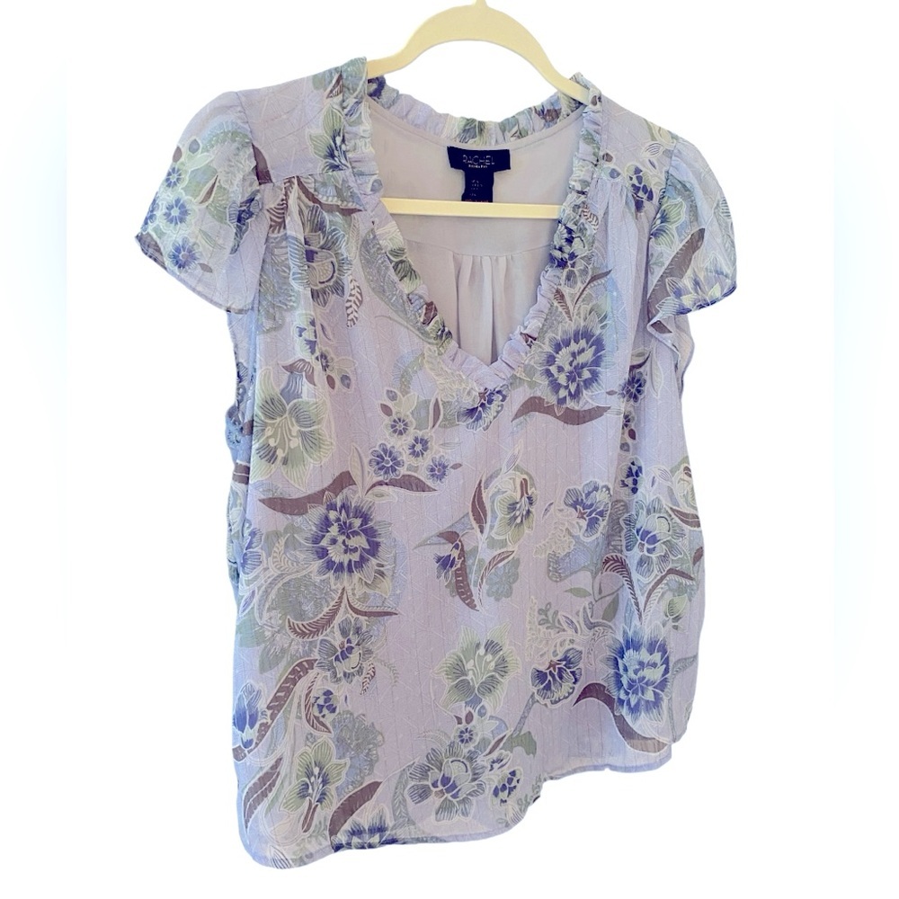 Rachel Roy Sheer Lined Floral Blouse, Size Large